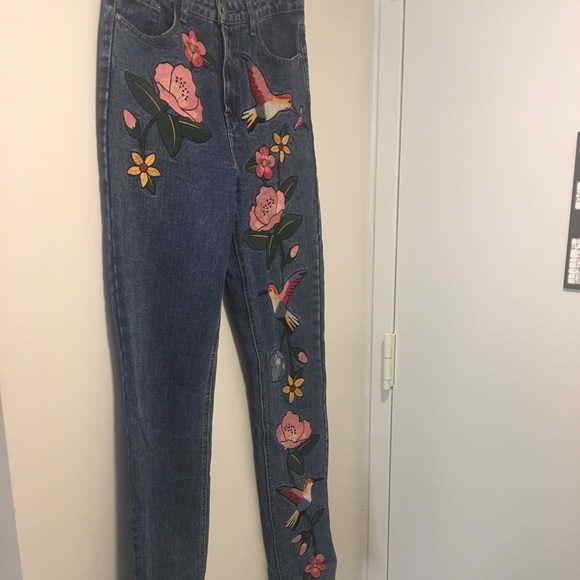 tall embroidered jeans